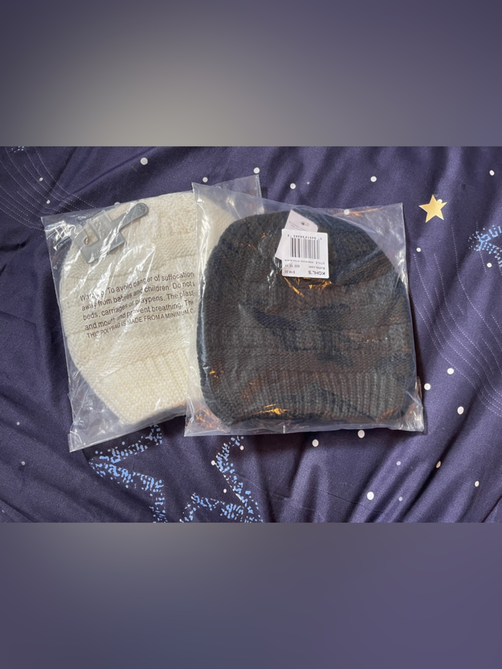 NWT Woman’s Sonoma Goods for Life 2 Beanies Blk/Polar Beige